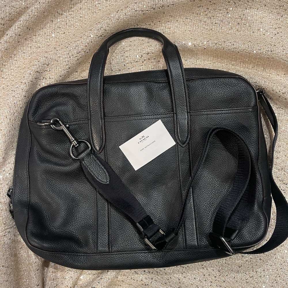 Coach Black Rugged Soft Leather Mens Briefcase